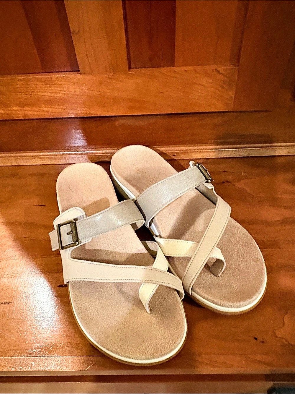 Vionic Carmela Toe Loop Sandal Strappy Cream Sandals